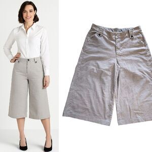 Y2K Riders Light Grey High Rise Wide Leg Cropped Culottes Size 12